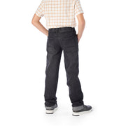 Back of Slim-Fit Black Denim Jeans for Skinny Children with Long Legs