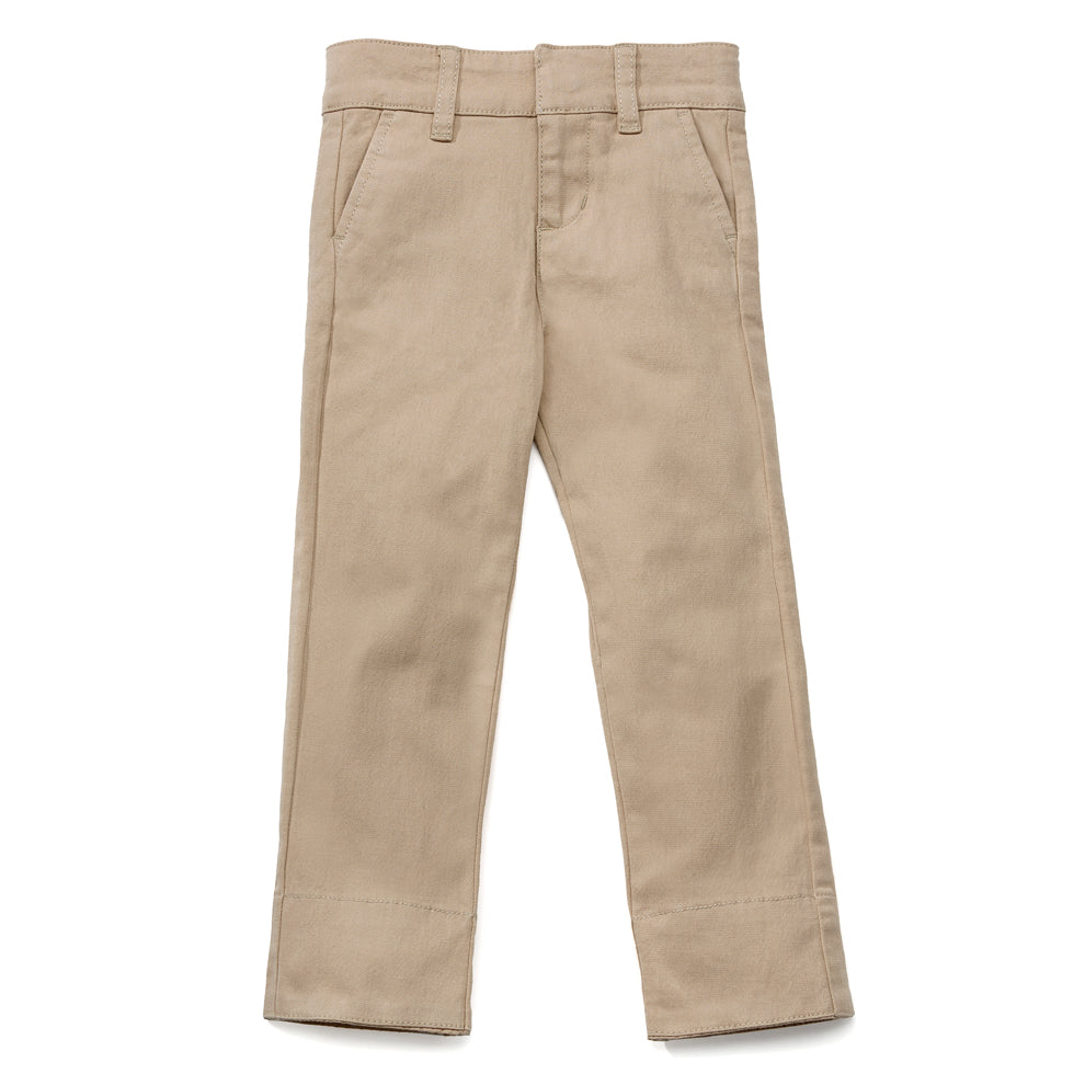 Slim-Fit School Uniform Pants: Adjustable Waist Twill / Boys