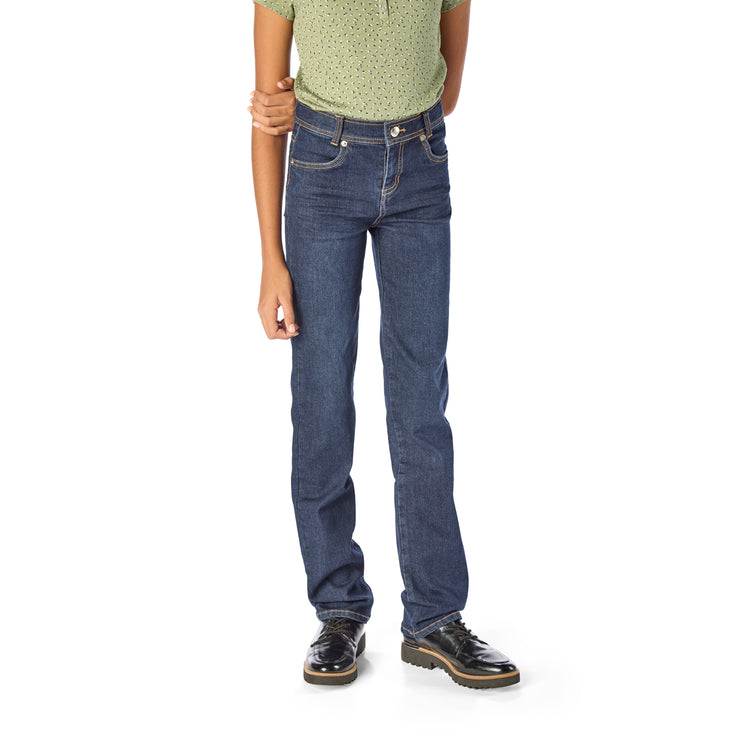 Front of Tall Skinny Tween Wearing Dark Wash Slim-Fit Jeans / Pants for Peanuts