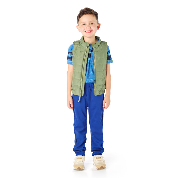 Thin Little Boy wearing slim-fit royal blue joggers / Pants for Peants