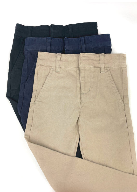 Slim-Fit School Uniform Pants: Adjustable Waist Twill / Boys